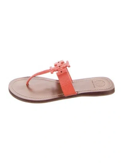 Pre-owned Tory Burch Leather Slides In Red