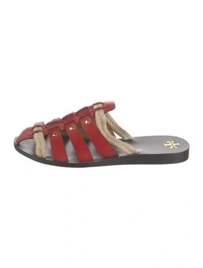 Pre-owned Tory Burch Leather Slides In Red