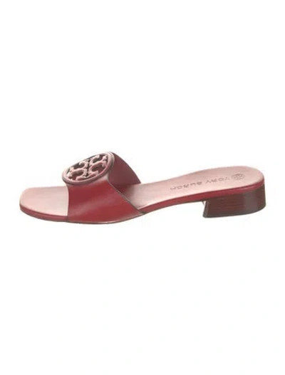 Pre-owned Tory Burch Leather Slides In Red