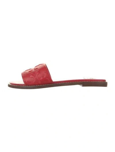 Pre-owned Tory Burch Leather Slides In Red
