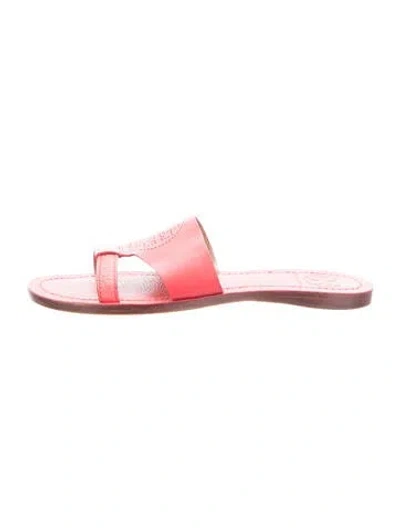 Pre-owned Tory Burch Leather Slides In Red