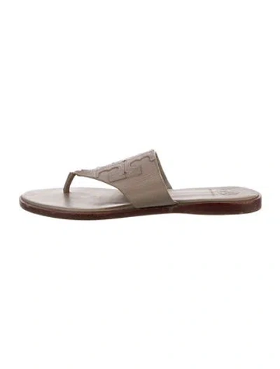 Pre-owned Tory Burch Leather Slides In Silver