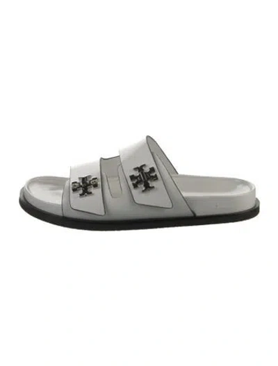 Pre-owned Tory Burch Leather Slides In Silver