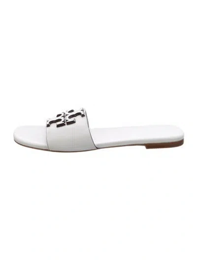 Pre-owned Tory Burch Leather Slides In Silver