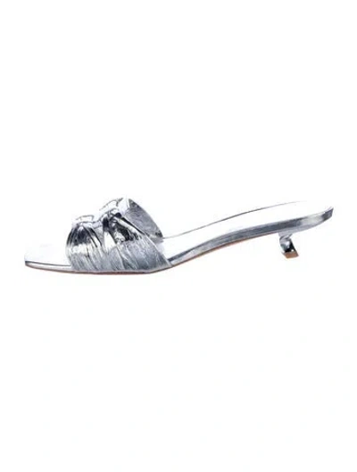 Pre-owned Tory Burch Leather Slides In Silver