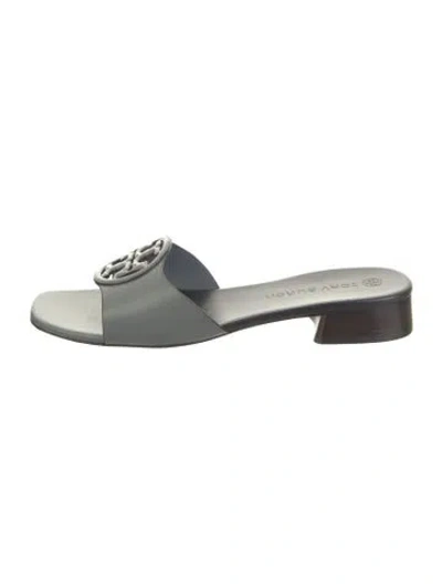 Pre-owned Tory Burch Leather Slides In Silver