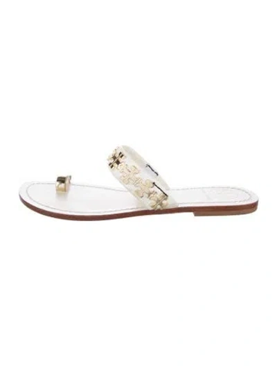 Pre-owned Tory Burch Leather Slides In White