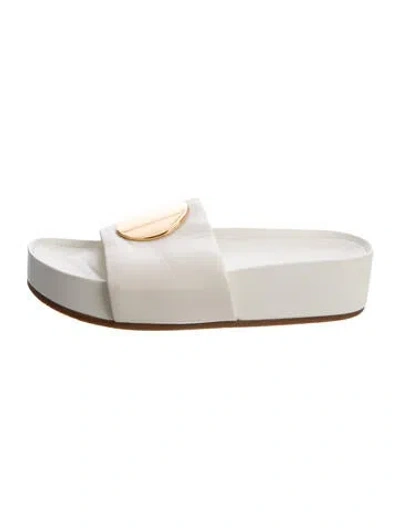 Pre-owned Tory Burch Leather Slides In White