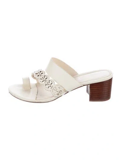 Pre-owned Tory Burch Leather Slides In White