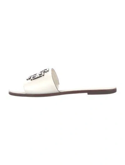 Pre-owned Tory Burch Leather Slides In White