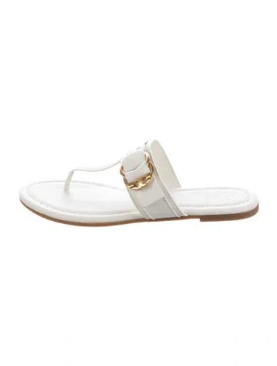 Pre-owned Tory Burch Leather Slides In White