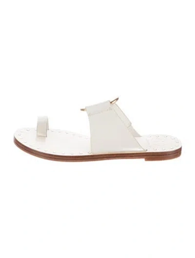 Pre-owned Tory Burch Leather Slides In White