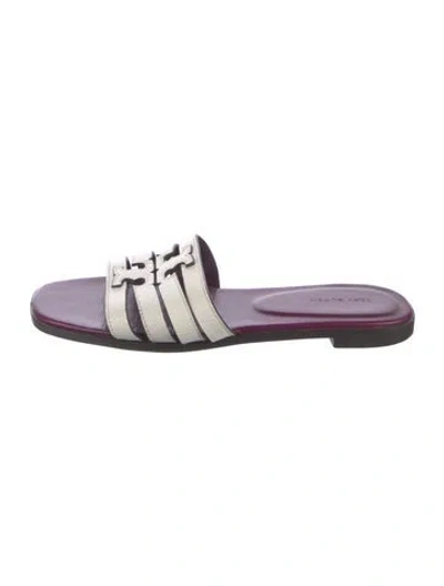 Pre-owned Tory Burch Leather Slides In White