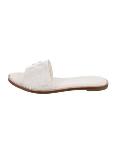 Pre-owned Tory Burch Leather Slides In White