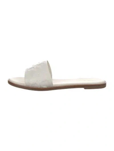 Pre-owned Tory Burch Leather Slides In White