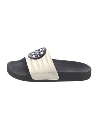 Pre-owned Tory Burch Leather Slides In White
