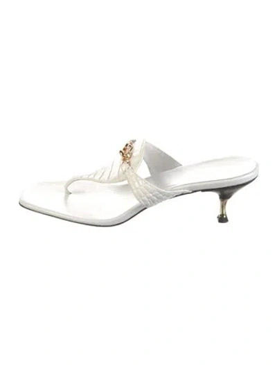 Pre-owned Tory Burch Leather Slides In White