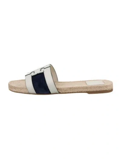 Pre-owned Tory Burch Leather Slides In White