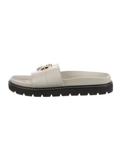 Pre-owned Tory Burch Leather Slides In White
