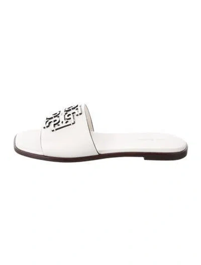 Pre-owned Tory Burch Leather Slides In White
