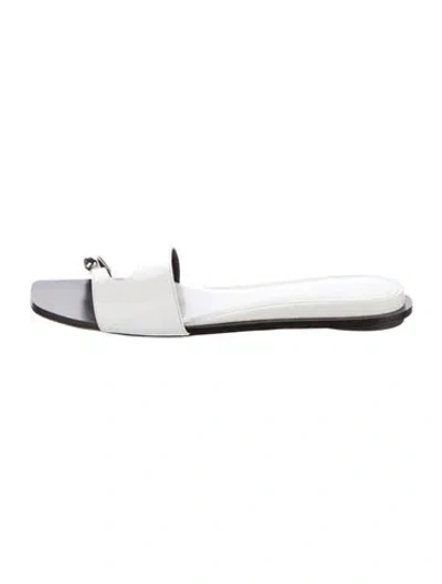 Pre-owned Tory Burch Leather Slides In White