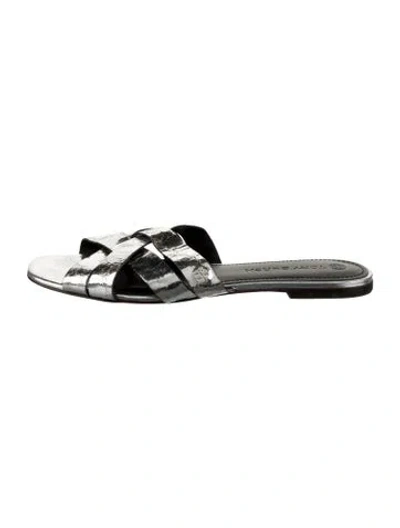 Pre-owned Tory Burch Leather Slides In White