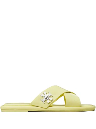 Tory Burch Leather Slides In Yellow