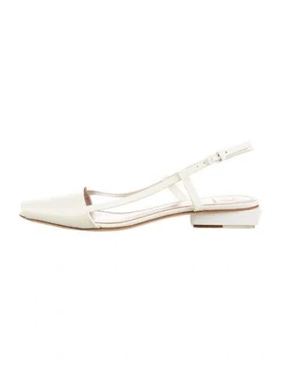 Pre-owned Tory Burch Leather Slingback Flats In Neutral