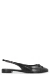 Tory Burch Bow Detail Round Toe Slingback Ballerina Shoes In Black