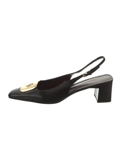 Pre-owned Tory Burch Leather Slingback Pumps In Black