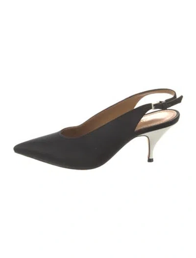 Pre-owned Tory Burch Leather Slingback Pumps In Black