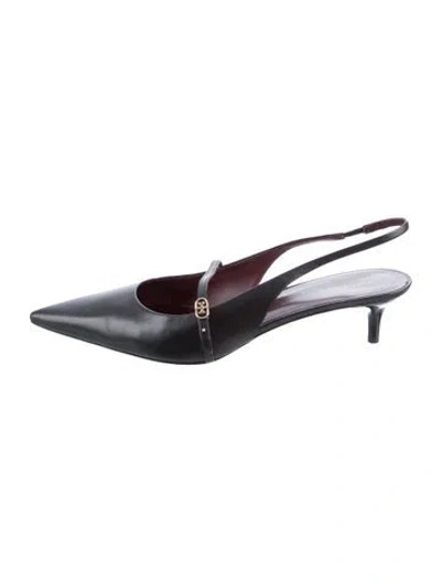 Pre-owned Tory Burch Leather Slingback Pumps In Black
