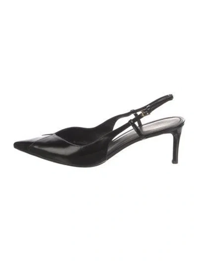 Pre-owned Tory Burch Leather Slingback Pumps In Black