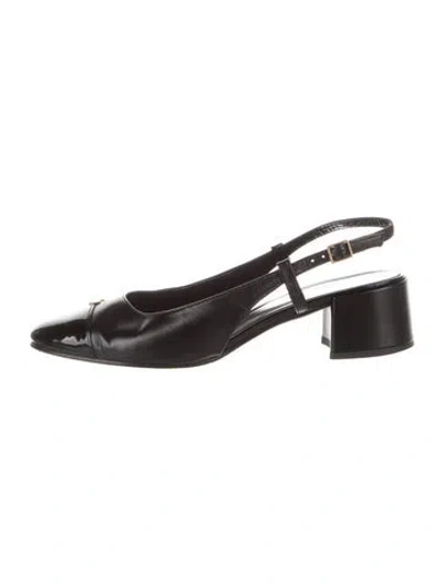 Pre-owned Tory Burch Leather Slingback Pumps In Black
