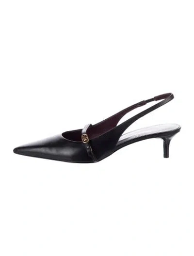 Pre-owned Tory Burch Leather Slingback Pumps In Blue