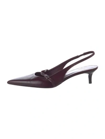 Pre-owned Tory Burch Leather Slingback Pumps In Burgundy