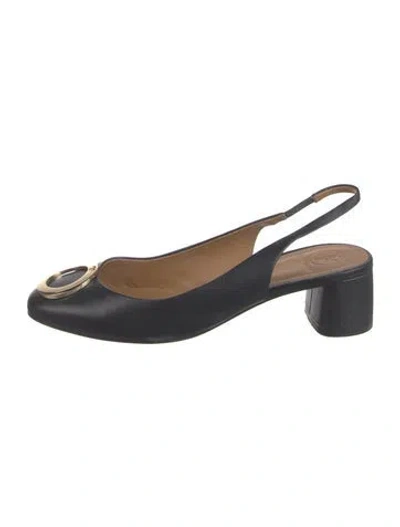 Pre-owned Tory Burch Leather Slingback Pumps In Multi