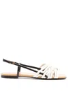 Tory Burch Leather Slingback Sandals In 中性色