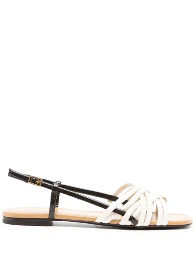 Tory Burch Leather Slingback Sandals In 中性色