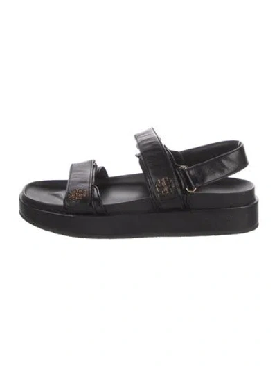 Pre-owned Tory Burch Leather Slingback Sandals In Black