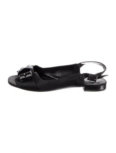 Pre-owned Tory Burch Leather Slingback Sandals In Black