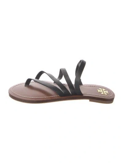 Pre-owned Tory Burch Leather Slingback Sandals In Black