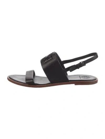 Pre-owned Tory Burch Leather Slingback Sandals In Black