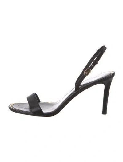 Pre-owned Tory Burch Leather Slingback Sandals In Black