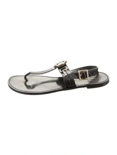 Pre-owned Tory Burch Leather Slingback Sandals In Black