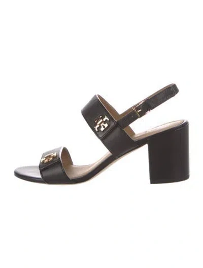 Pre-owned Tory Burch Leather Slingback Sandals In Black