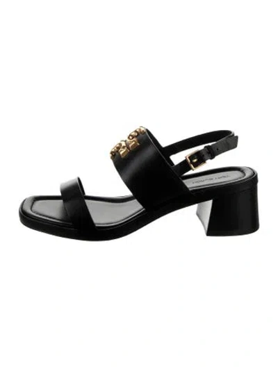 Pre-owned Tory Burch Leather Slingback Sandals In Black