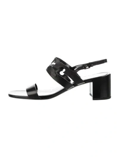 Pre-owned Tory Burch Leather Slingback Sandals In Black