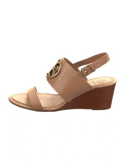 Pre-owned Tory Burch Leather Slingback Sandals In Brown
