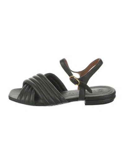 Pre-owned Tory Burch Leather Slingback Sandals In Green